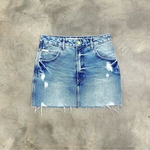 Denim Distressed Mini Skirt